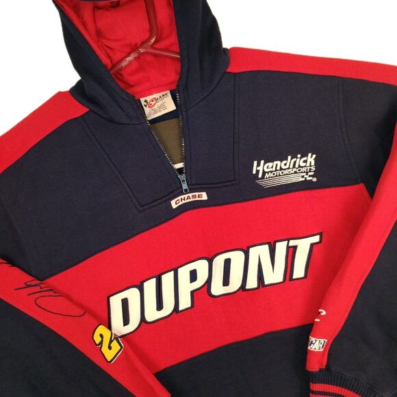 VTG NASCAR Jeff Gordon DuPont Racing Chase Authentics LS 1/4 Zip Hoodie Mens L - Picture 1 of 6